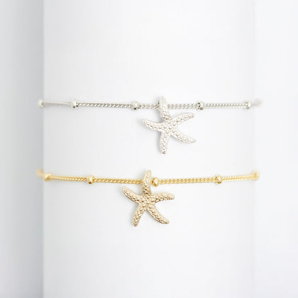 Starfish Bead Bracelet Silver